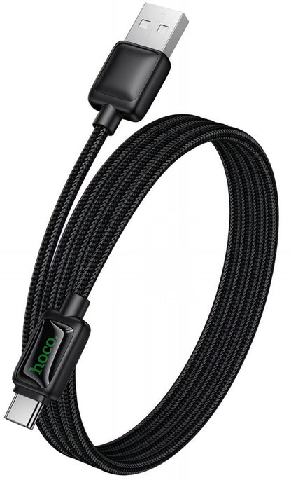 USB-A - USB-C HOCO U146 adat- és töltőkábel, 36W, 1.2m, Fekete