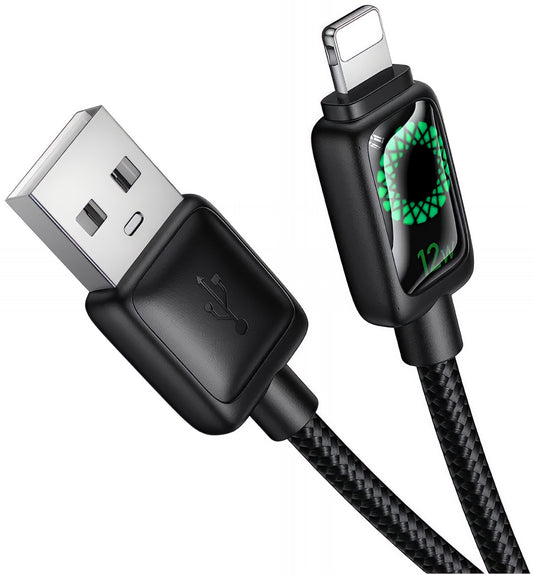 USB-A - Lightning HOCO U146 adat- és töltőkábel, 12W, 1,2m, Fekete