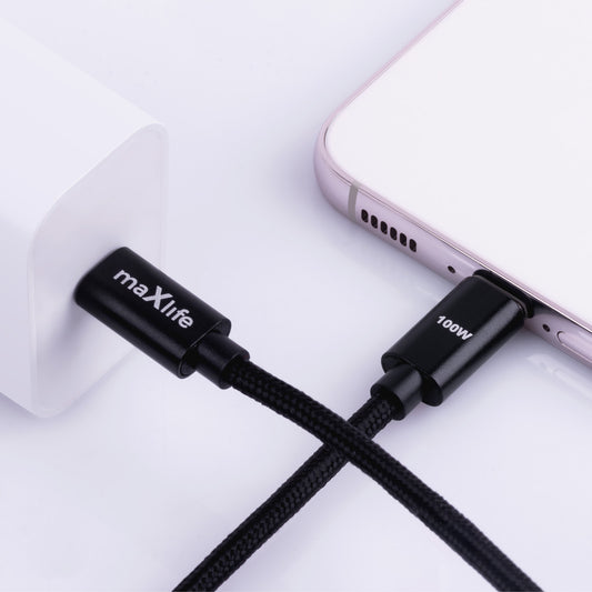 USB-C - USB-C MaXlife MXUC-12 adat- és töltőkábel, 100W, 1m, Fekete