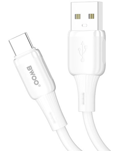 USB-A - USB-C adat- és töltőkábel BWOO X329C, 18W, 1m, fehér