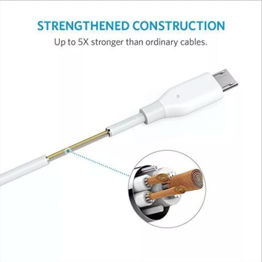 Adat- és Töltőkábel USB-A - microUSB Anker PowerLine, 18W, 1m, Fehér A8132H21
