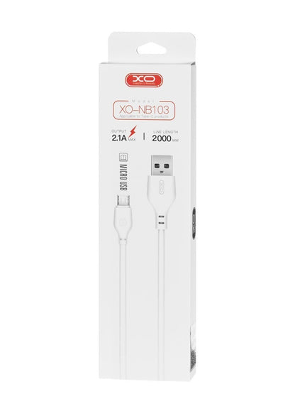 USB-A - microUSB adatkábel és töltőkábel XO Design NB103, 18W, 2m, Fehér
