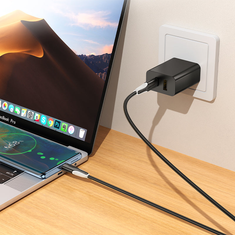USB-C adat- és töltőkábel - USB-C Borofone BX119 New, 60W, 1m, Fekete