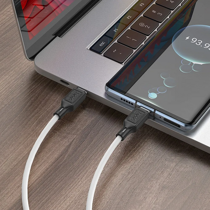 USB-C adat- és töltőkábel - USB-C HOCO X90, 60W, 1m, Fehér