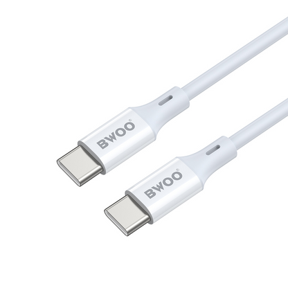 USB-C adat- és töltőkábel - USB-C BWOO BO-X283CC-2M, 60W, 2m, fehér