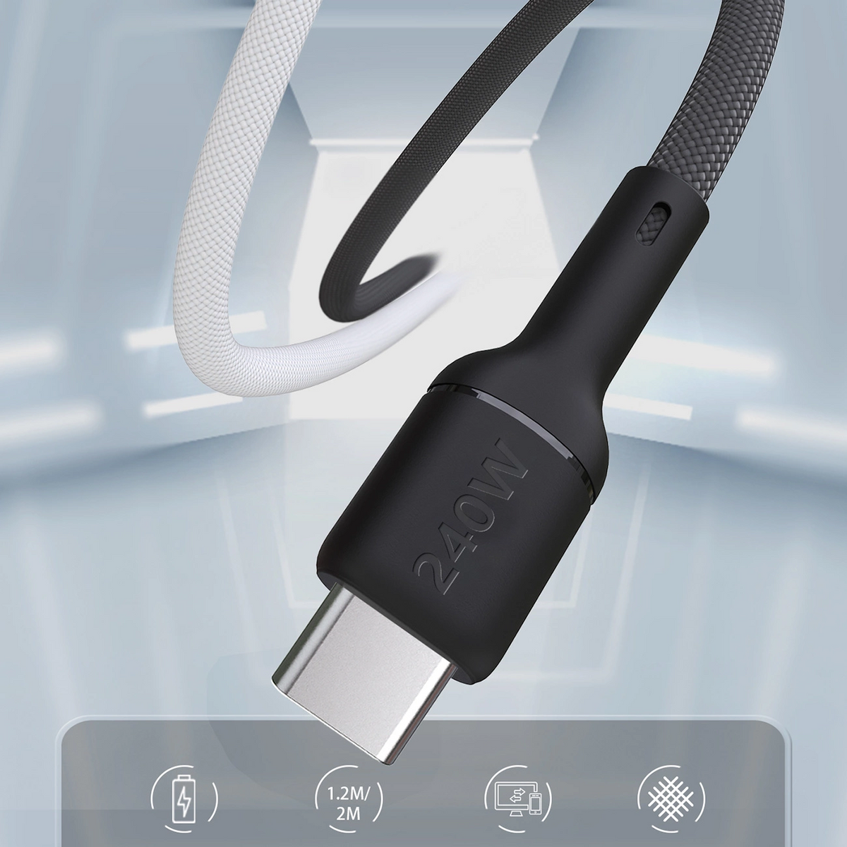 USB-C adat- és töltőkábel - USB-C Dudao L9C Max, 240W, 1,2m, fekete