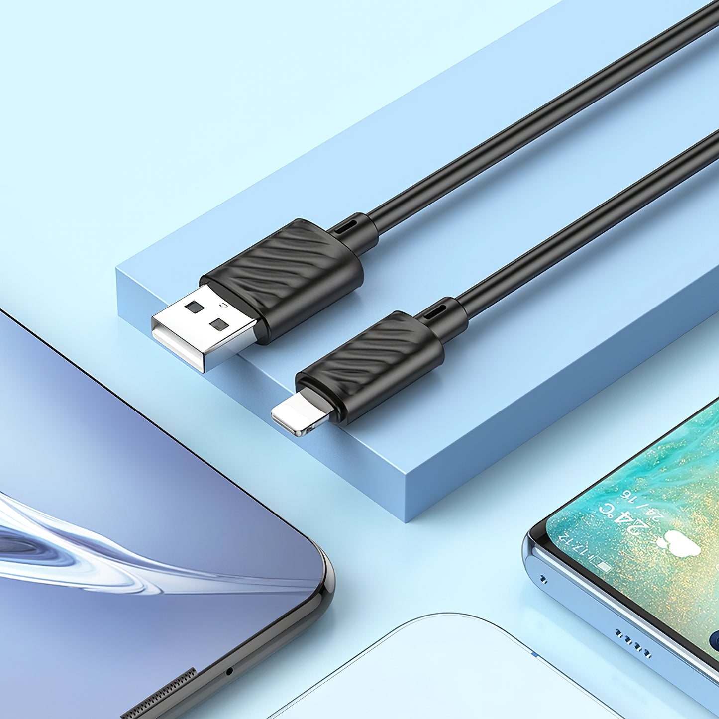 Adat- és töltőkábel USB-A - Lightning HOCO X88, 18W, 1m, Fekete 