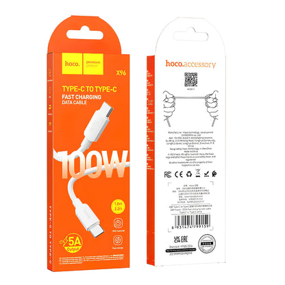 USB-C Data and Charging Cable - USB-C HOCO X96, 100W, 1m, White