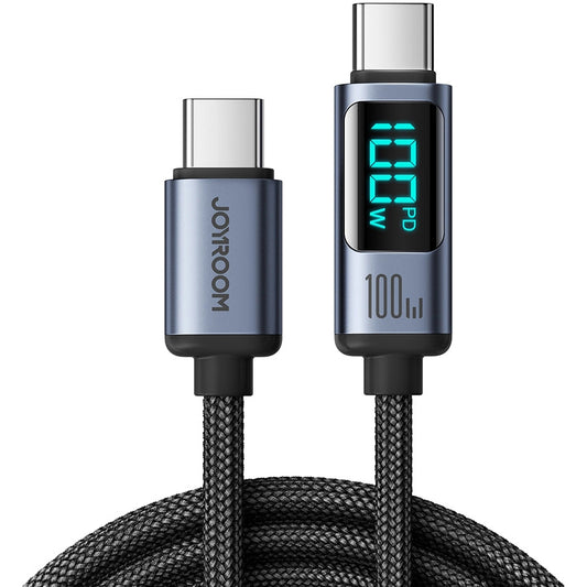 USB-C - USB-C adat- és töltőkábel Joyroom S-A16 Prism Display, 100W, 1.2m, Fekete