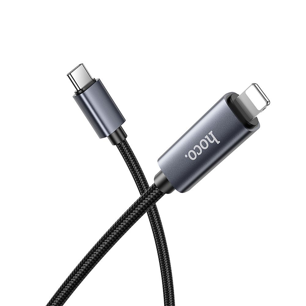 USB-C - Lightning HOCO Display X112 adat- és töltőkábel, 27W, 1m, Fekete