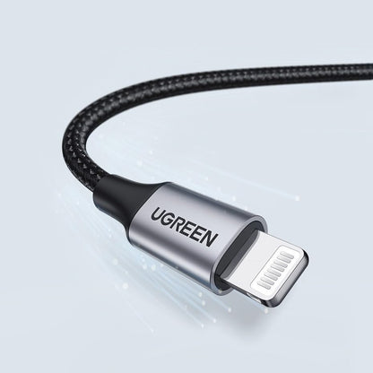 USB-A - Lightning UGREEN US199 adat- és töltőkábel, 18W, 1m, szürke