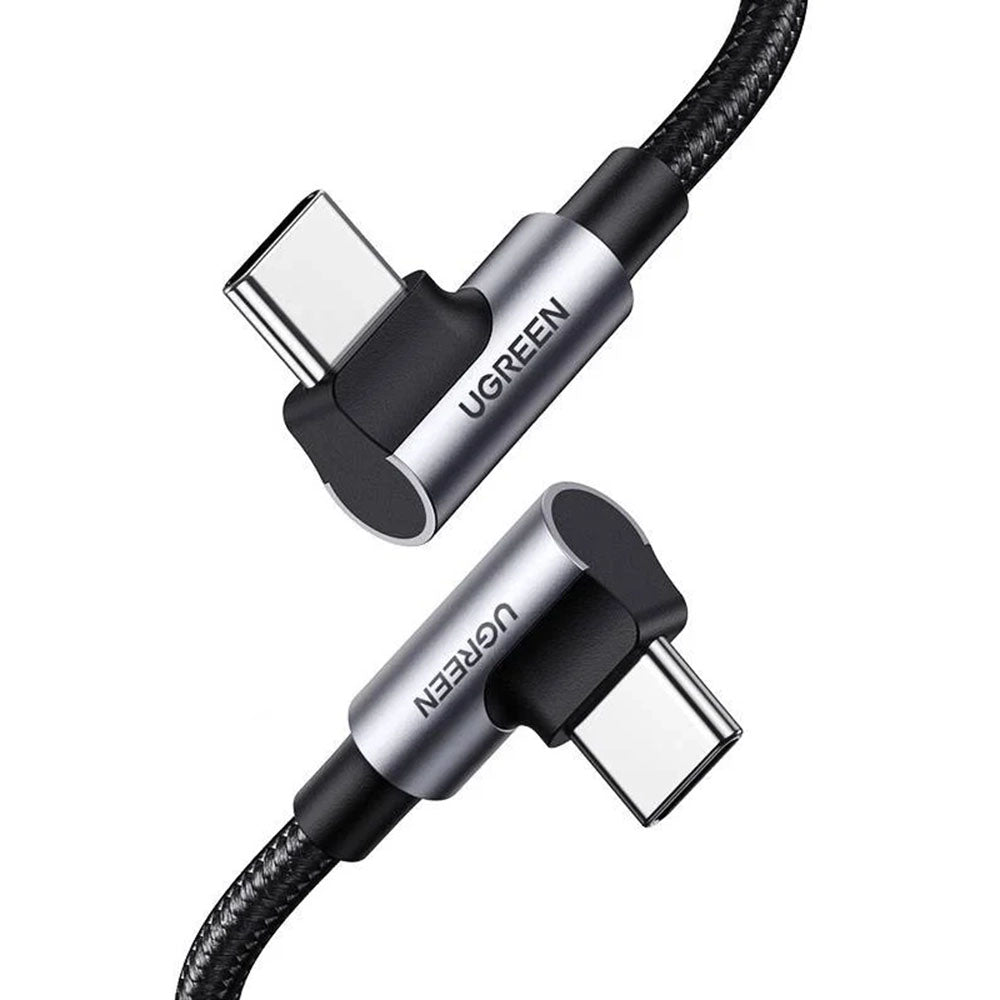 USB-C - USB-C UGREEN US335 Angled adat- és töltőkábel, 100W, 2m, Fekete