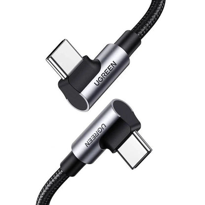USB-C - USB-C UGREEN US335 Angled adat- és töltőkábel, 100W, 2m, Fekete