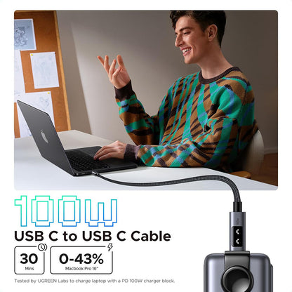USB-C - USB-C UGREEN L509 adat- és töltőkábel, 100W, 1m, szürke