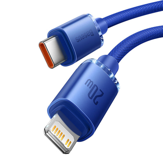 USB-C - Lightning Baseus Crystal Shine sorozatú adat- és töltőkábel, 20W, 1.2m, Kék CAJY000203