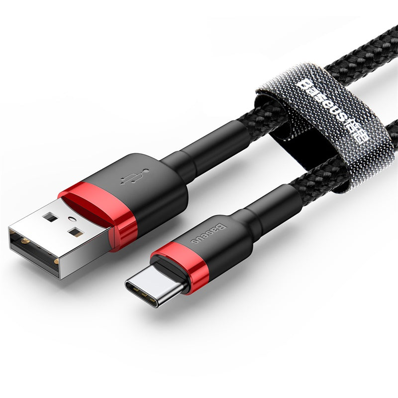 USB-A - USB-C Baseus Cafule adat- és töltőkábel, 18W, 3m, Piros CATKLF-U91
