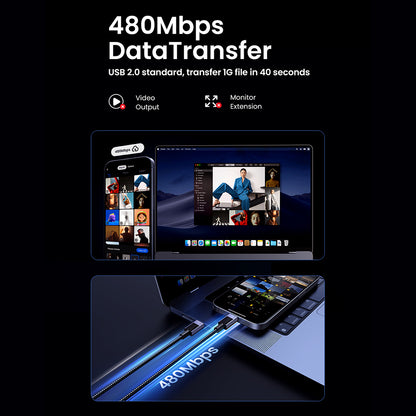 USB-C - USB-C UGREEN L513 adat- és töltőkábel, 240W, 2m, Fekete