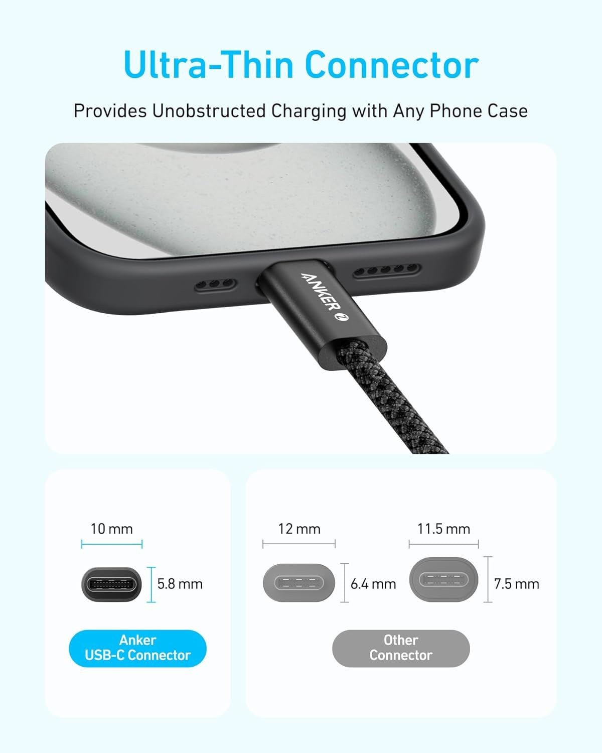 USB-C - USB-C Anker Zolo adat- és töltőkábel, 240W, 1.8m, Fekete A8060H12