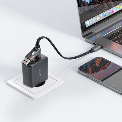 USB-C - USB-A / USB-C Acefast C13-05 adat- és töltőkábel, 60W, 0,2m, Fekete