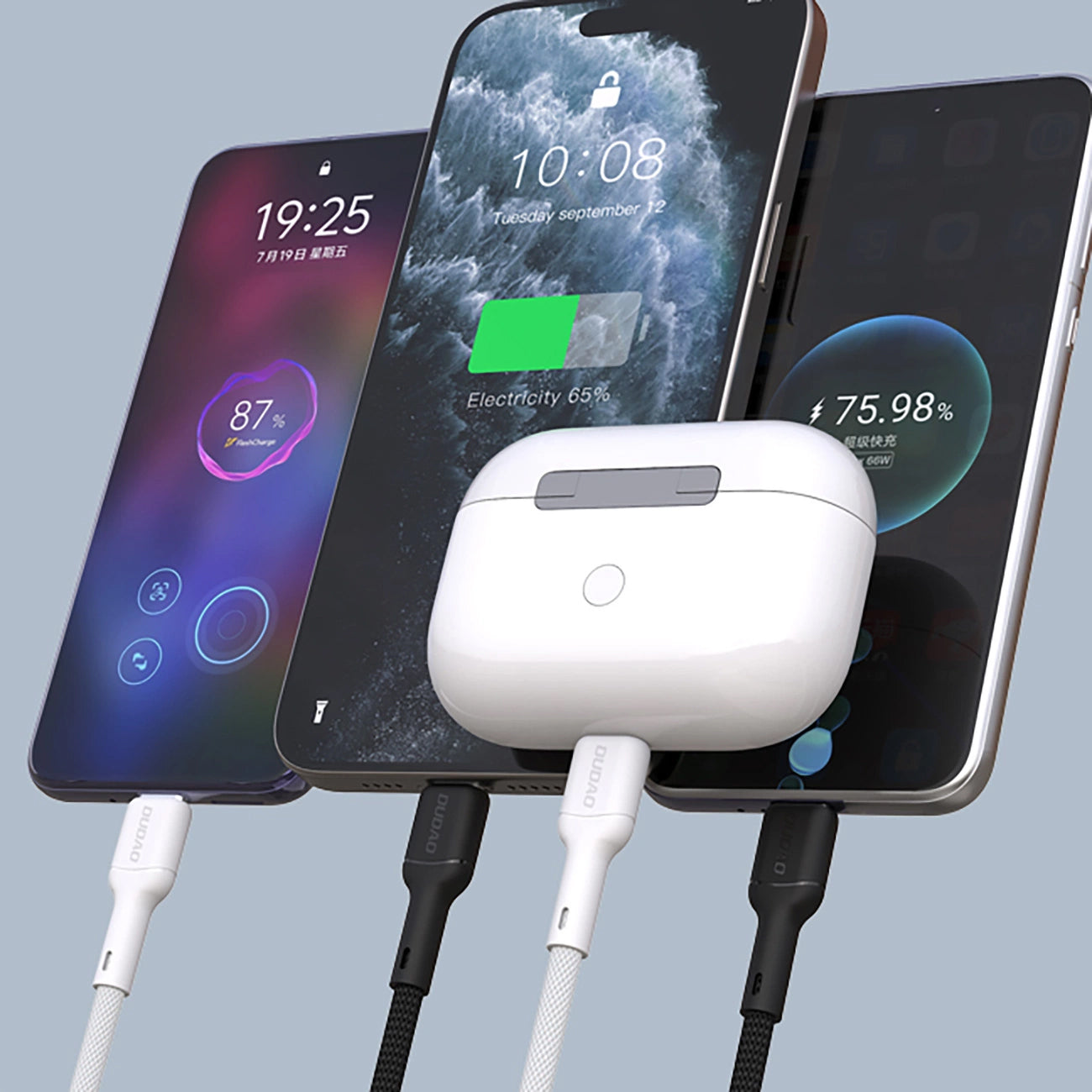 USB-C - USB-C Dudao L9C adat- és töltőkábel, 65W, 1m, Fehér
