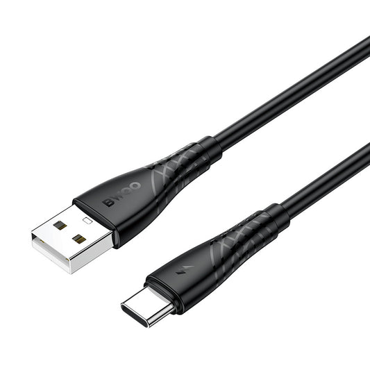 USB-A - USB-C adat- és töltőkábel BWOO BO-X318C, 27W, 1m, Fekete