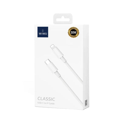 USB-C - Lightning WiWu Wi-C008 adat- és töltőkábel, 30W, 1.2m, Fehér