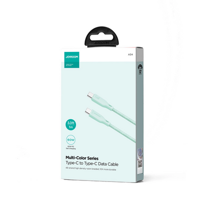 USB-C - USB-C adat- és töltőkábel Joyroom S-A34, 60W, 1m, Zöld
