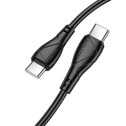 USB-C - USB-C Borofone BX121 Energy adat- és töltőkábel, 60W, 1m, Fekete