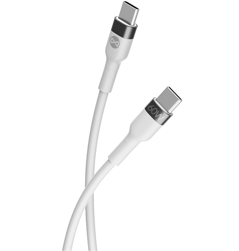 USB-C - USB-C Forever Flexible adat- és töltőkábel, 60W, 2m, Fehér
