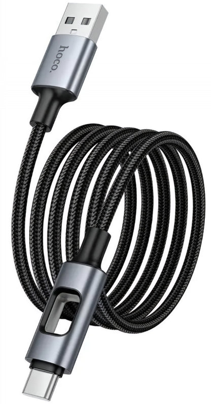 USB-A - USB-C HOCO U144 Led adat- és töltőkábel, 18W, 1.2m, Fekete