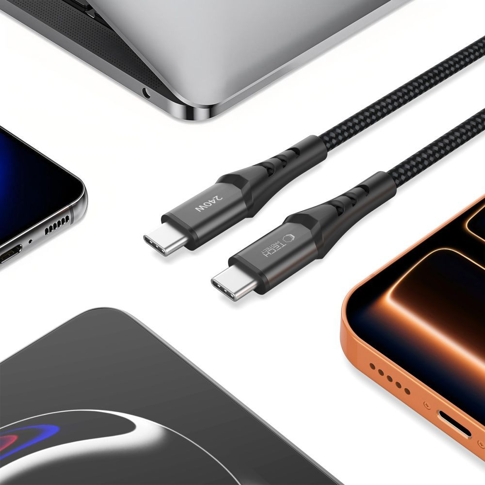 USB-C adat- és töltőkábel - USB-C Tech-Protect UB11T Ultraboost, 240W, 1m, fekete