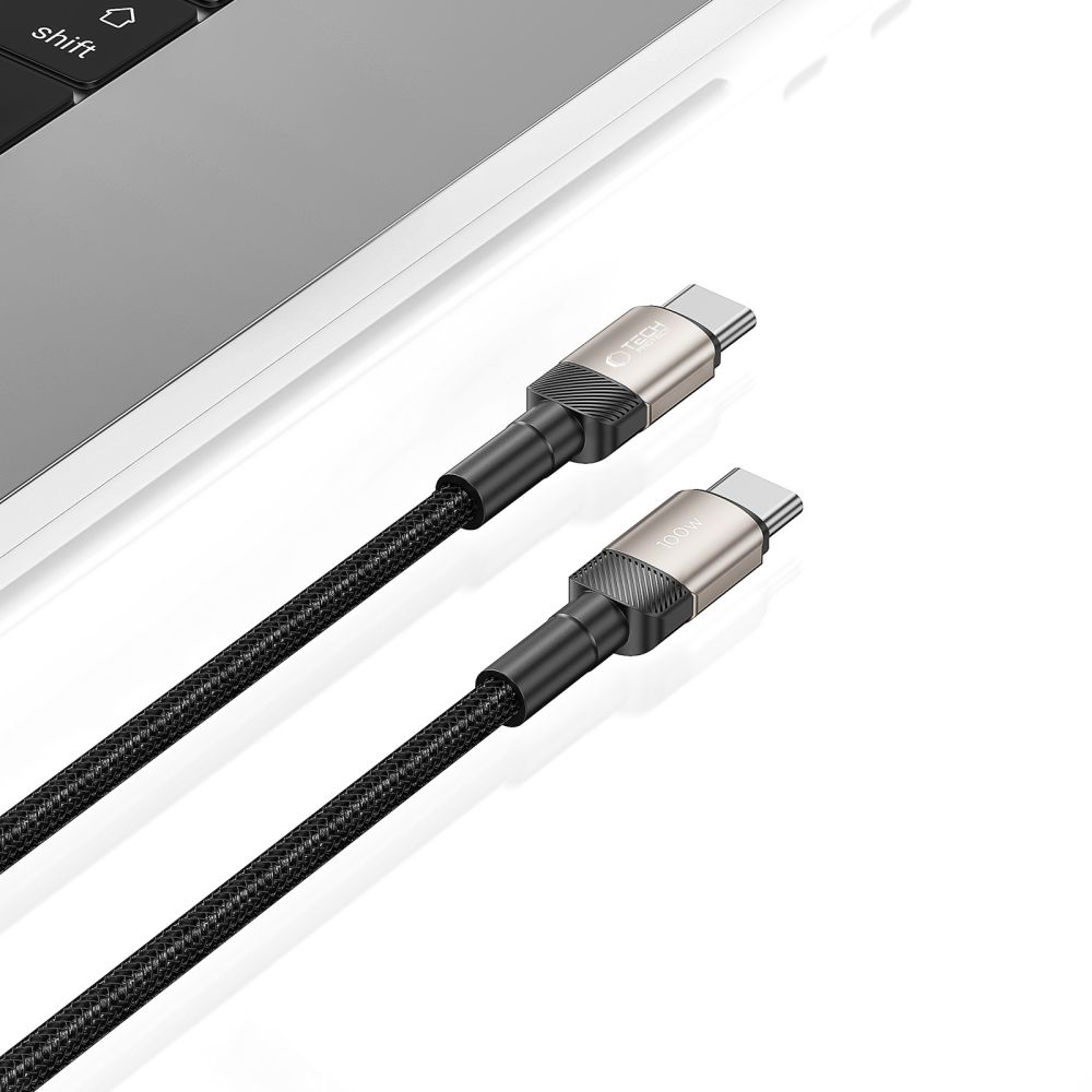 USB-C adat- és töltőkábel - USB-C Tech-Protect Ultraboost EVO, 100W, 1m, Ezüst