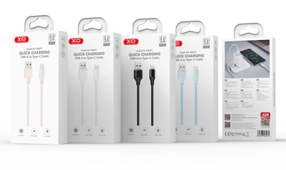 USB-A - Lightning XO Design NB291 adat- és töltőkábel, 18W, 1m, Rózsaszín
