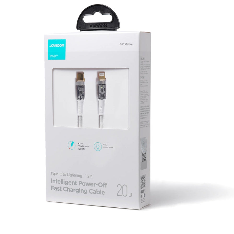USB-C - Lightning adat- és töltőkábel Joyroom S-CL020A3, 20W, 1,2m, fehér