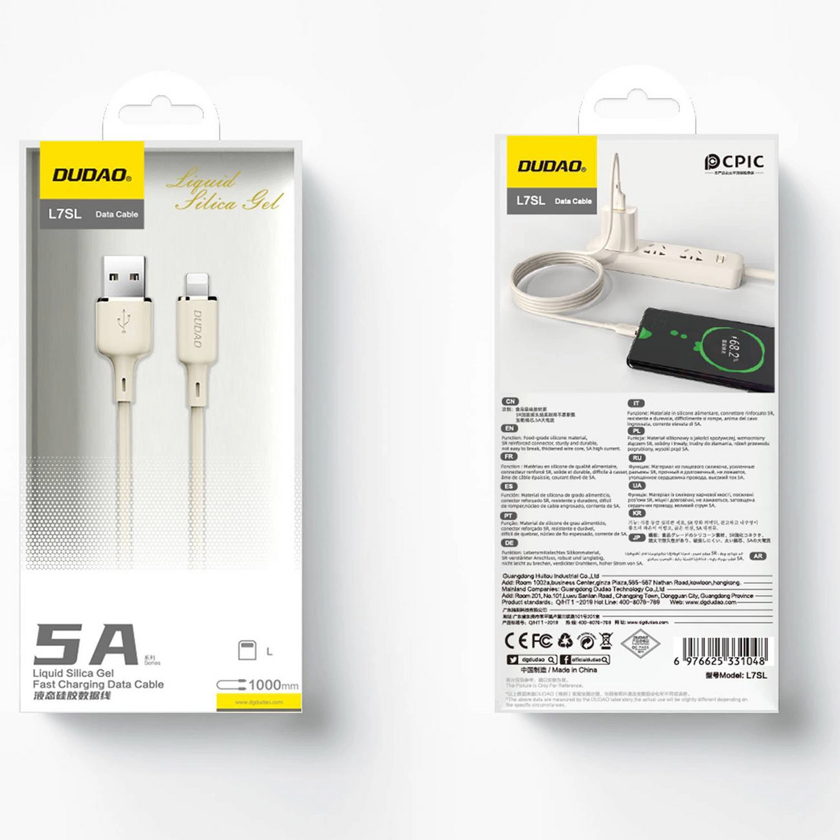 USB-A - Lightning Dudao L7SL adat- és töltőkábel, 18W, 1m, bézs