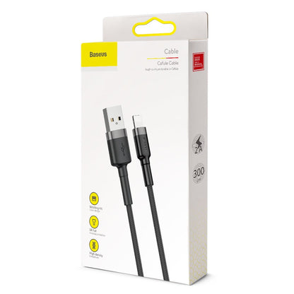 USB-A - Lightning Baseus Cafule adat- és töltőkábel, 18W, 3m, szürke CALKLF-RG1