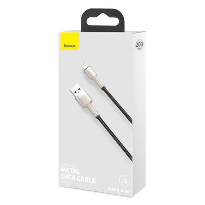 USB-A - Lightning Baseus Cafule Metal Series adat- és töltőkábel, 18W, 2m, Fekete CALJK-B01
