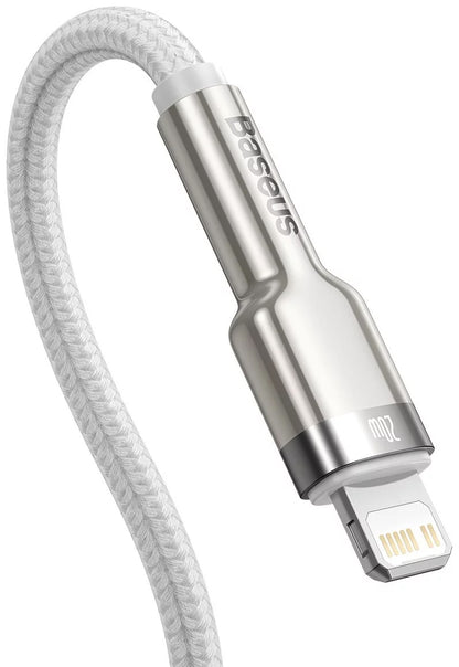 USB-C - Lightning Baseus Cafule Metal Series adat- és töltőkábel, 20W, 2m, Fehér CATLJK-B02
