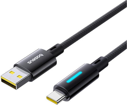 USB-A - USB-C Baseus Lit Button Control adat- és töltőkábel, 100W, 1m, Fekete P10379002121-00