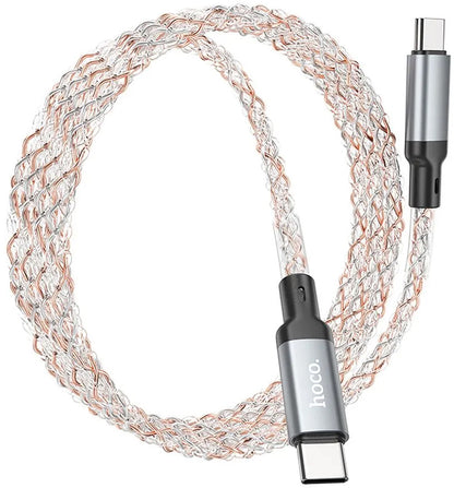 USB-C - USB-C HOCO U112 adat- és töltőkábel, 60W, 1m, Szürke