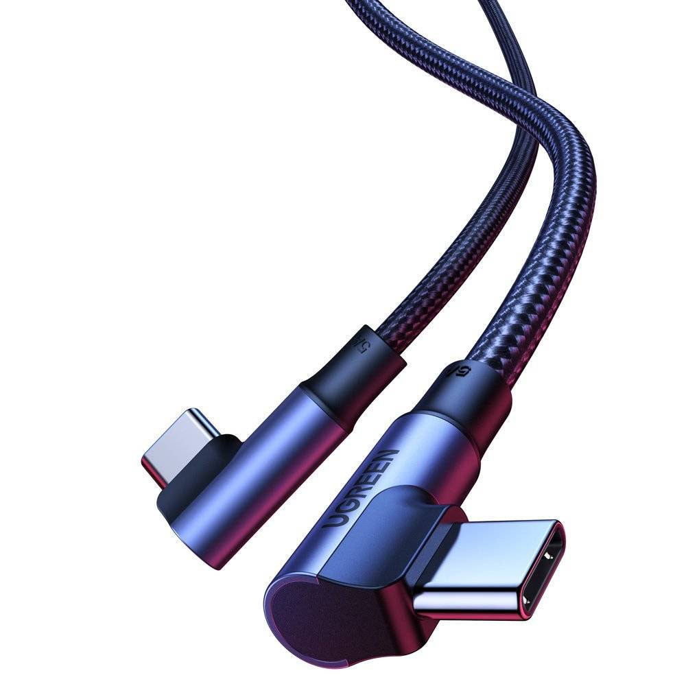 USB-C - USB-C UGREEN US335 Angled adat- és töltőkábel, 100W, 2m, Fekete