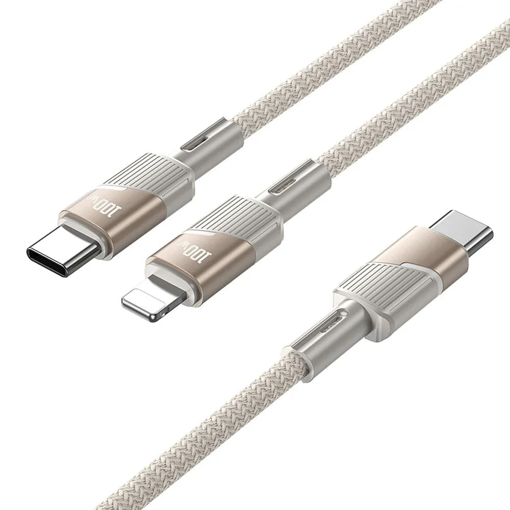 USB-C Adat- és Töltőkábel - 2 x USB-C HOCO U139 2in1, 100W, 1.2m, Arany