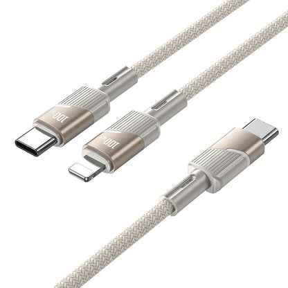 USB-C Adat- és Töltőkábel - 2 x USB-C HOCO U139 2in1, 100W, 1.2m, Arany
