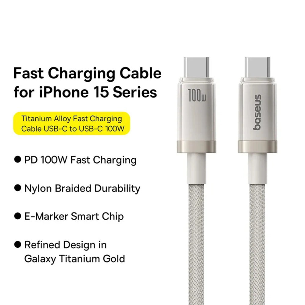 USB-C - USB-C Baseus Titanium adat- és töltőkábel, 100W, 1m, Ezüst P10378100G21-00