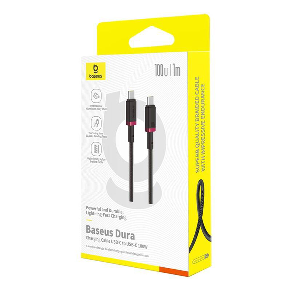 USB-C - USB-C Baseus Dura Series adat- és töltőkábel, 100W, 1m, Piros P10377803U01-01