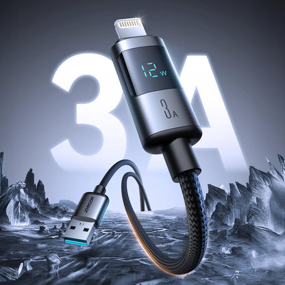 USB-A - Lightning Joyroom S-A16 Pro Prism Display adat- és töltőkábel, 12W, 1.2m, Fekete
