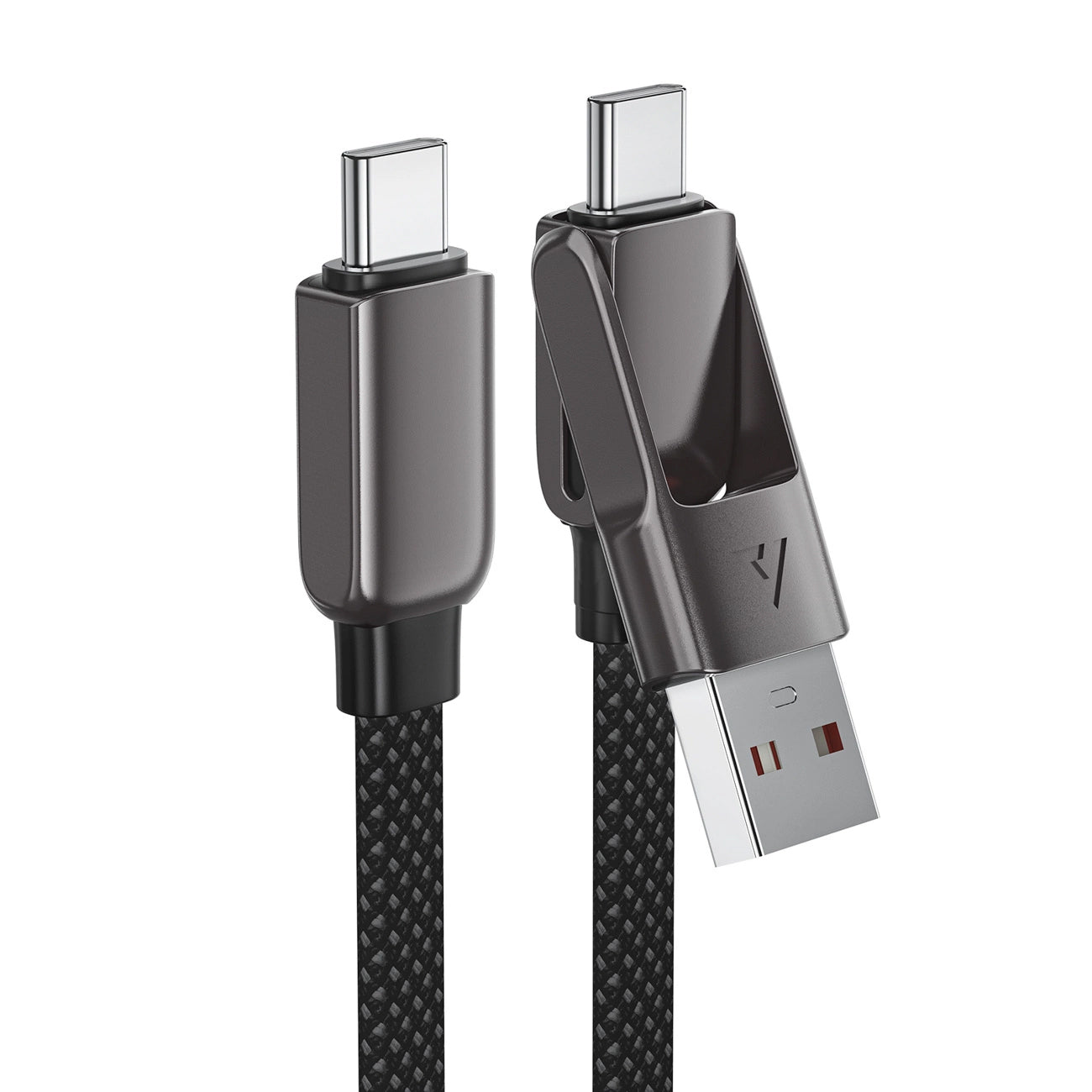 USB-C - USB-A / USB-C Acefast C13-05 adat- és töltőkábel, 60W, 0,2m, Fekete