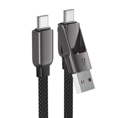 USB-C - USB-A / USB-C Acefast C13-05 adat- és töltőkábel, 60W, 0,2m, Fekete