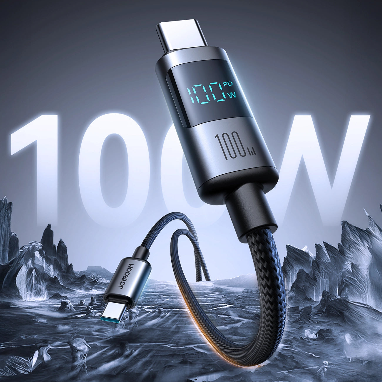 USB-C - USB-C adat- és töltőkábel Joyroom S-A16 Pro Prism Display, 100W, 1.2m, Fekete
