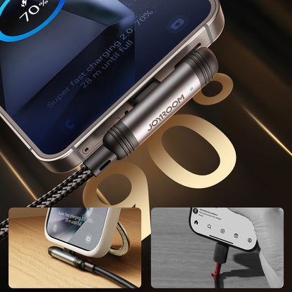 USB-C - USB-C adat- és töltőkábel Joyroom S-A56 EnjoyX Angled, 60W, 1.2m, Fekete
